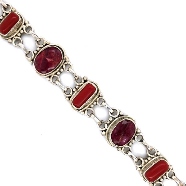 Beautiful Mediterranean Coral Link Bracelet