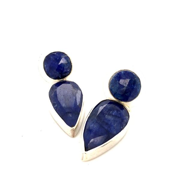 Navajo Faceted Lapis Sterling Silver Earring's