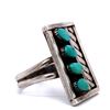 Image 2 : Navajo Handmade Kingman Turquoise Signed Ring