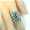 Image 4 : Navajo Handmade Kingman Turquoise Signed Ring