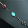 Image 5 : Vintage 925 Turquoise Lapis Red Jasper Necklace