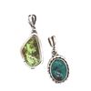 Image 1 : Navajo Gaspeite & Red Mountain Turquoise Pendants