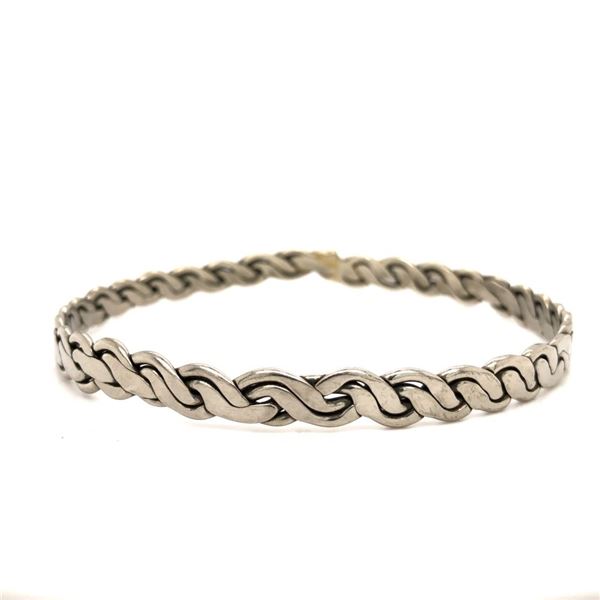 Handmade Navajo Sterling Silver Wave Bangle