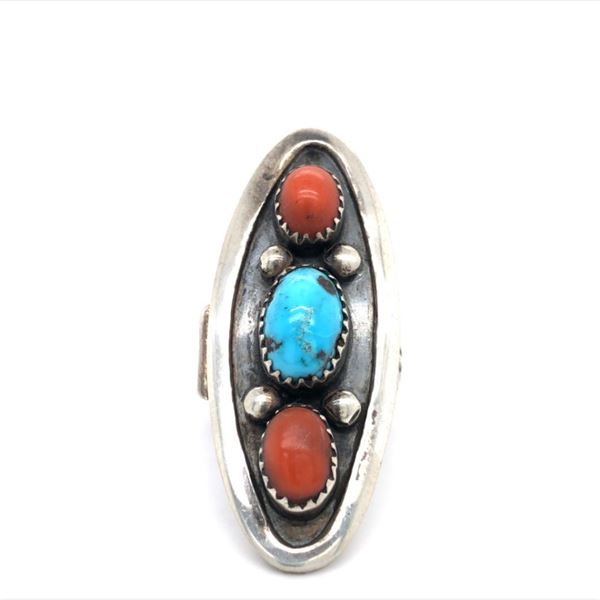 Navajo Coral & Turquoise Sadie Sam Ring