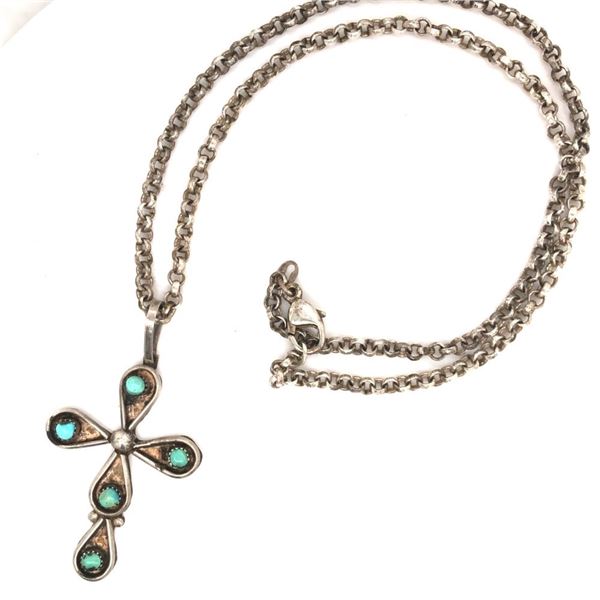 Zuni Circa 1940 Kingman Turquoise Cross
