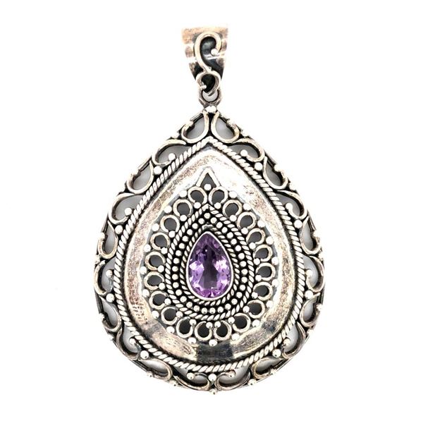 Vintage Amethyst Large Sterling Silver Pendant