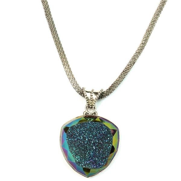 AAA Purple Druzy Handmade Pendant With Chain