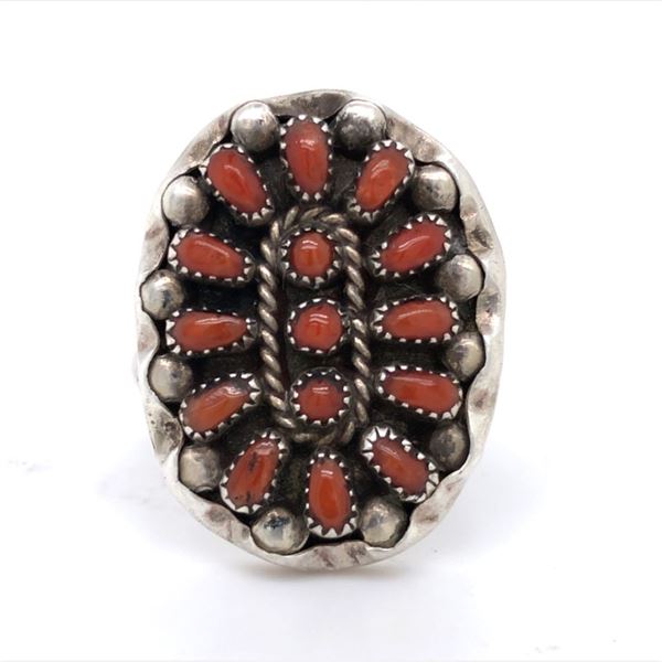 Vintage Mediterranean Coral Zuni Petit Point Ring