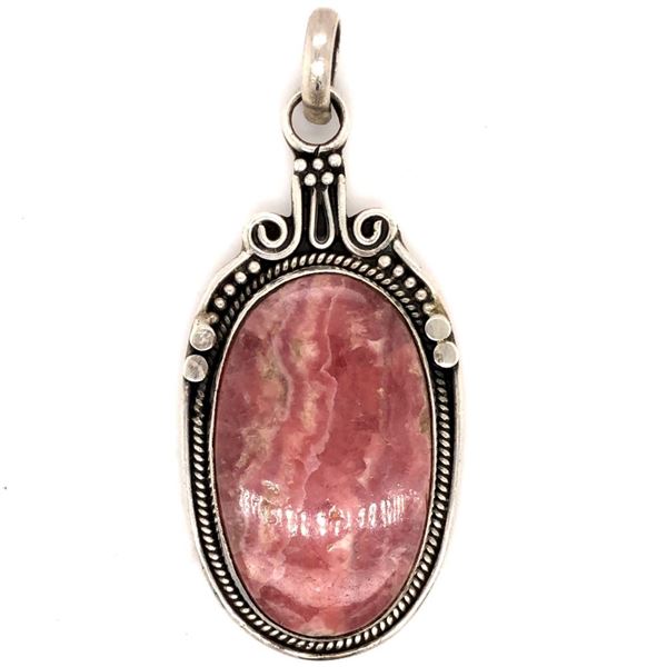 Handmade Navajo Sterling Silver Pink Jasper Pendant
