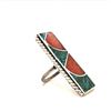 Image 1 : Vintage Zuni Coral & Turquoise Inlay Ring