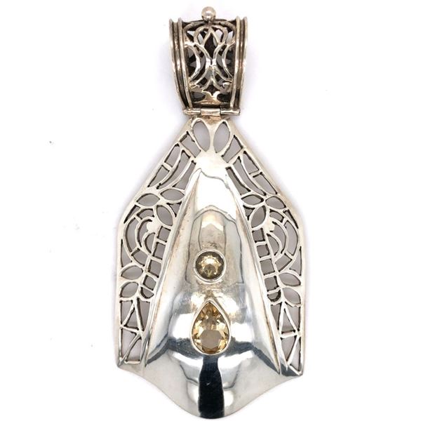 Handmade Sterling Silver Faceted Citrine Pendant