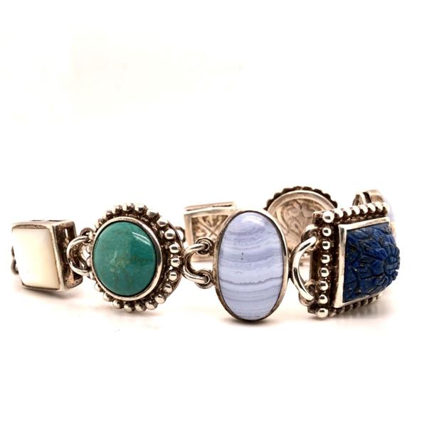 Handmade Turquoise, Multi Stone Link Bracelet