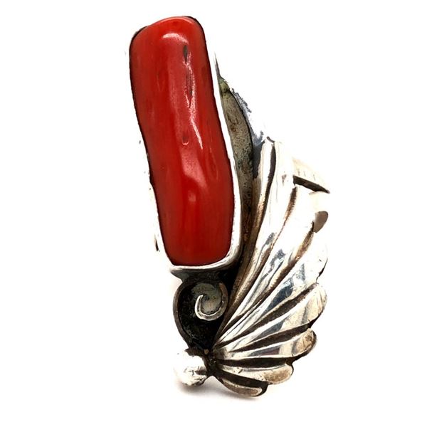 Vintage Mediterranean Coral Navajo Ring