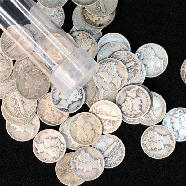 Roll of 90% Silver Mercury Dimes
