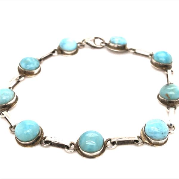 Navajo Handmade Larimar Link Bracelet