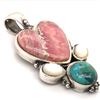 Image 2 : Beautiful Relios Pink Jasper Turquoise Pendant