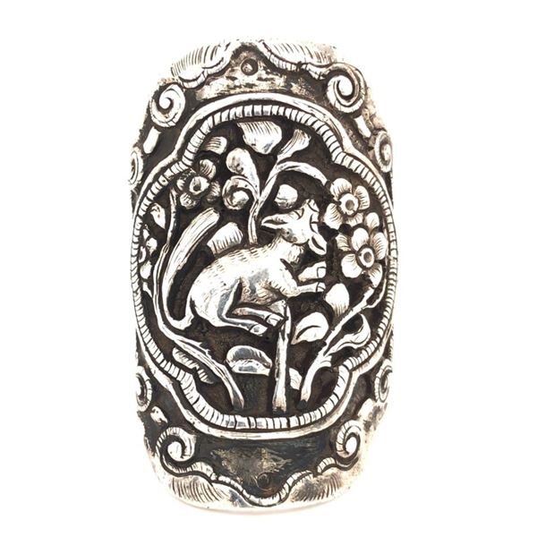Vintage 1920 Handmade Carved Sterling Silver Ring