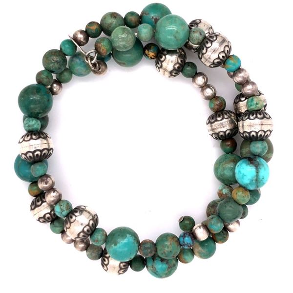 Kingman Turquoise Navajo Pearl Wrap Bracelet