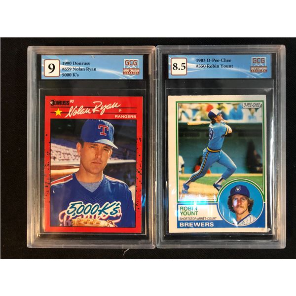 GCG HIGH GRADE BASEBALL CARD LOT (NOLAN RYAN/ ROBIN YOUNT)