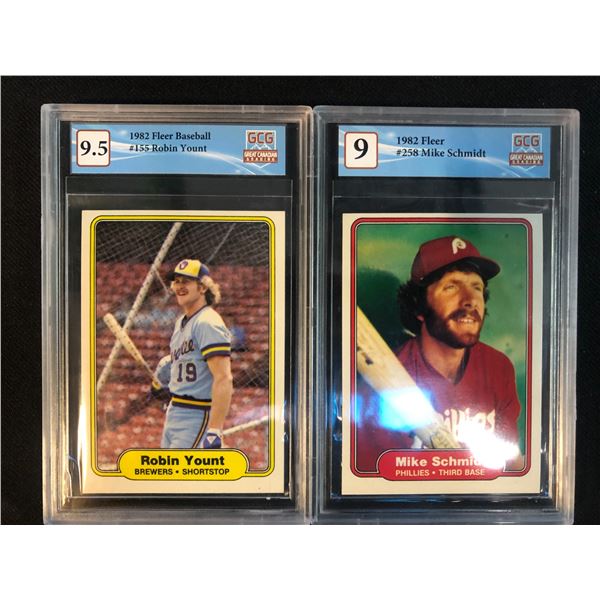 GCG HIGH GRADE BASEBALL CARD LOT (ROBIN YOUNT/ MIKE SCHMIDT)