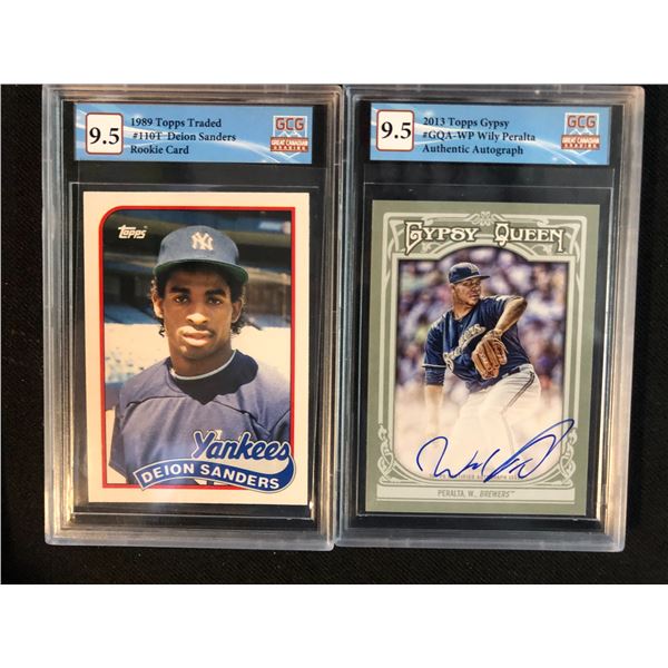 GCG HIGH GRADE BASEBALL CARD LOT (DEION SANDERS/ WILY PERALTA)