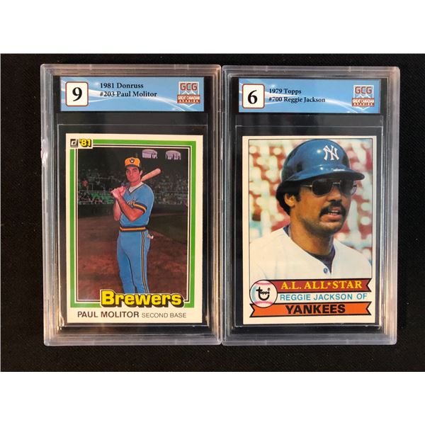 GCG HIGH GRADE BASEBALL CARD LOT (PAUL MOLITOR/ REGGIE JACKSON)