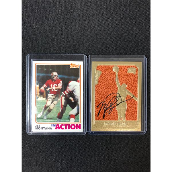 TOPPS JOE MONTANA AND GOLD FOIL MICHAEL JORDAN TRADING CARDS