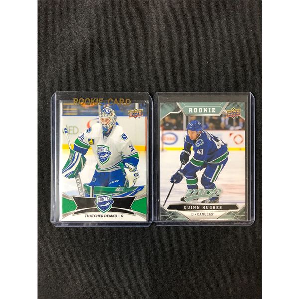 THATCHER DEMKO AND QUINN HUGHES HOCKEY TRADING CARD LOT