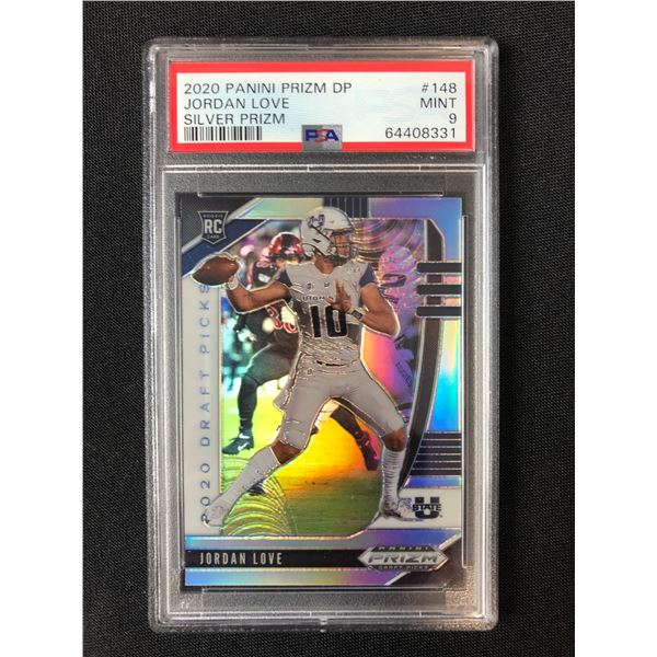 2020 PANINI PRIZM DP NO.148 JORDAN LOVE SILVER PRIZM RC (PSA 9)