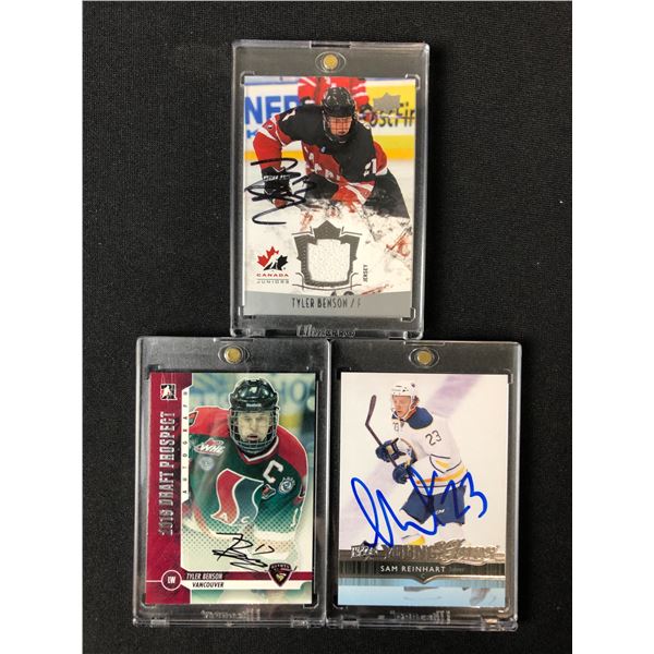 TYLER BENSON AND SAM REINHART AUTOGRAPHED HOCKEY TRADING CARDS