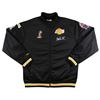 Image 1 : MAGIC JOHNSON SIGNED LA LAKERS BLACK M& N HWC BOMBER JACKET W/PATCHES (BAS WITNESSED)