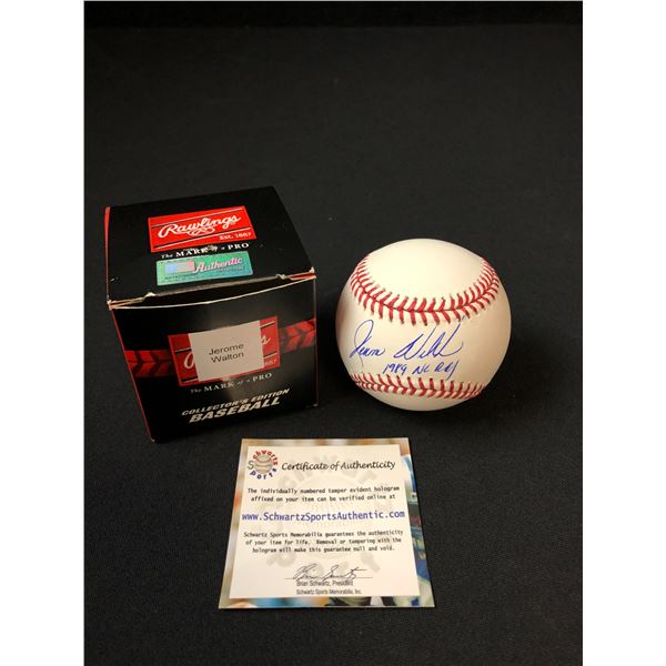 JEROME WALTON SIGNED OML BASEBALL (SCHWARTZ COA)