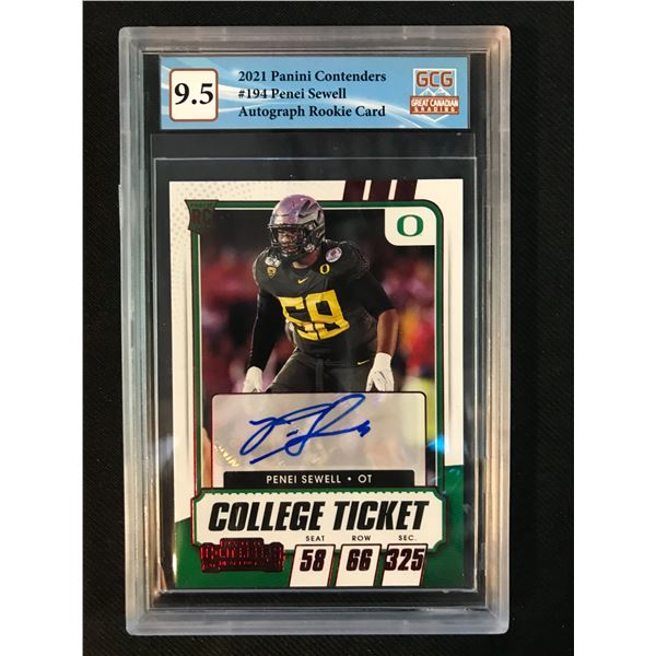 2021 PANINI CONTENDERS NO.194 PENEI SEWELL AUTOGRAPH ROOKIE CARD (GCG 9.5)