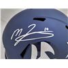 Image 2 : Mac Jones Signed New England Patriots AMP Blue Full Size Replica Speed Helmet (Beckett COA)