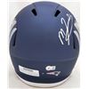 Image 3 : Mac Jones Signed New England Patriots AMP Blue Full Size Replica Speed Helmet (Beckett COA)