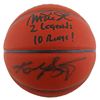 Image 1 : Magic Johnson & Kobe Bryant "2 Legends 10 Rings!" Signed Basketball (PSA & BAS)