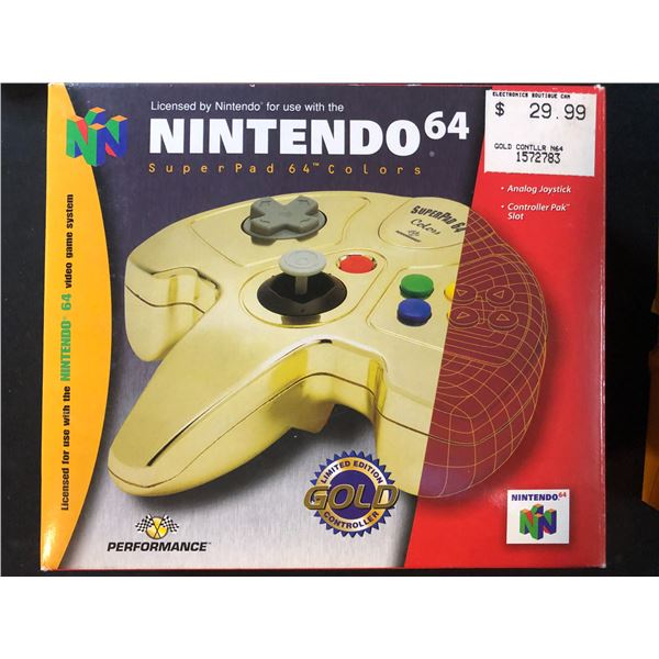 NINTENDO 64 SUPERPAD 64 COLORS LIMITED EDITION GOLD CONTROLLER