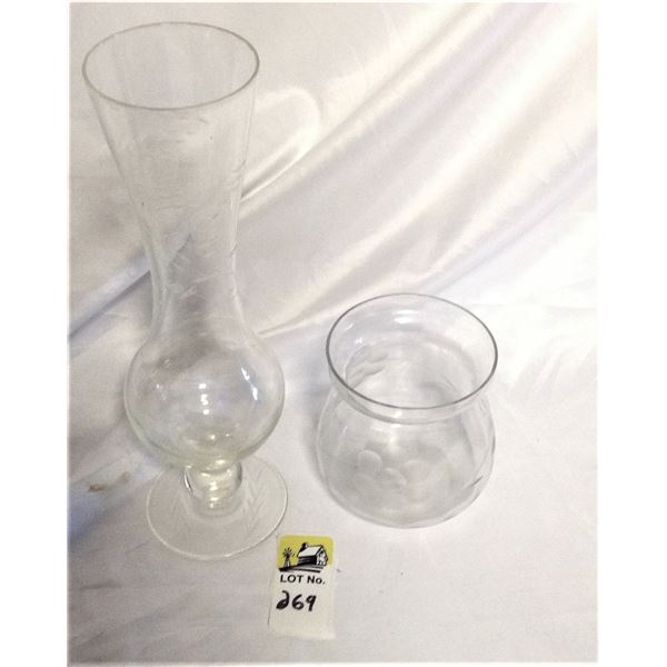 TWO Cornflower crystal vases