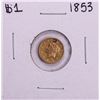 Image 1 : 1853 $1 Liberty Head Gold Dollar Coin w/Hole