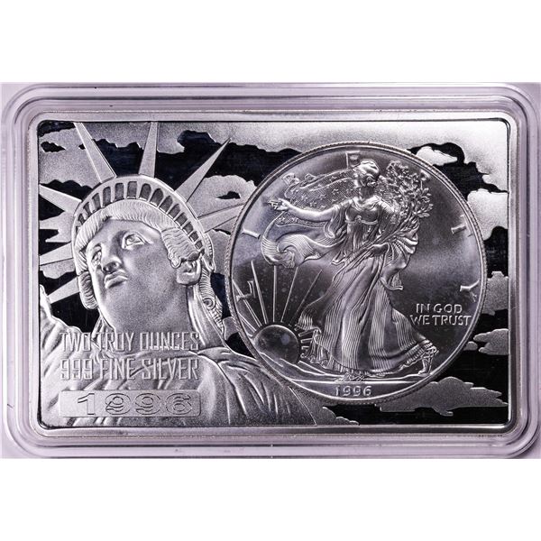 1996 $1 American Silver Eagle Coin & 2oz Silver Bar Set