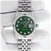 Image 3 : Rolex Men's Stainless Steel Green Diamond & Emerald Datejust Wristwatch
