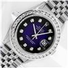 Image 1 : Rolex Men's Stainless Steel Blue Vignette 3 ctw Diamond Datejust Wristwatch