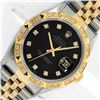 Image 1 : Rolex Men's Two Tone Black Diamond Pyramid Datejust Wristwatch