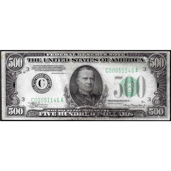 1934A $500 Federal Reserve Note Philadelphia