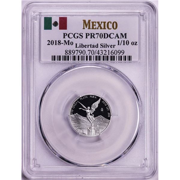 2018-Mo Mexico Proof 1/10 oz Silver Libertad Coin PCGS PR70DCAM