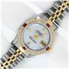 Image 2 : Rolex Ladies Two Tone Mother of Pearl Diamond & Ruby Datejust Wristwatch