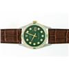 Image 4 : Rolex Men's Two Tone Olive Green Diamond Oyster Perpetual Wristwatch with Leather Band