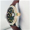 Image 9 : Rolex Men's Two Tone Olive Green Diamond Oyster Perpetual Wristwatch with Leather Band