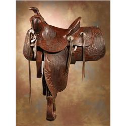 Pictorial Southwest Cactus Saddle with Keyston Bros Conchos