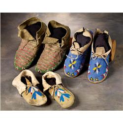 Three Pair Sioux Moccasins